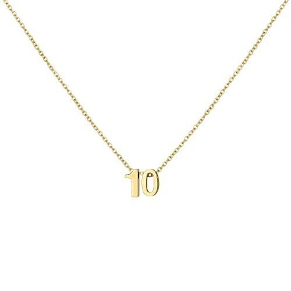 1127 18K Gold Plated Number Necklace Dainty Charm 10 Pendant Choker